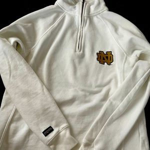White 1/2 zip Notre Dame sweatshirt in excellent condition.